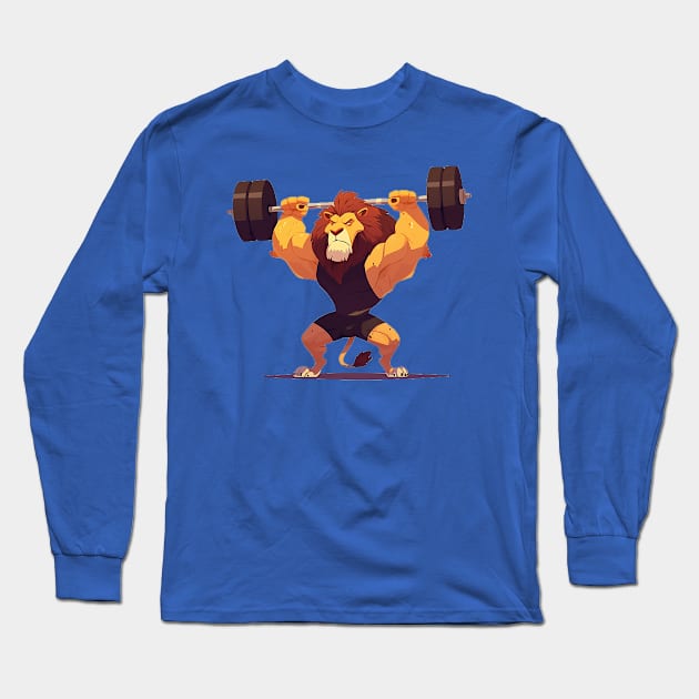 lion at gym Long Sleeve T-Shirt by Stephanie Francoeur Art